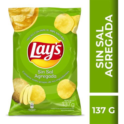 Papas fritas LAY´S sin sal 137 g