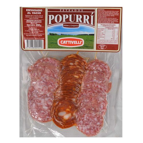 Popurrí salame y longaniza CATTIVELLI fetas al vacío 200 g