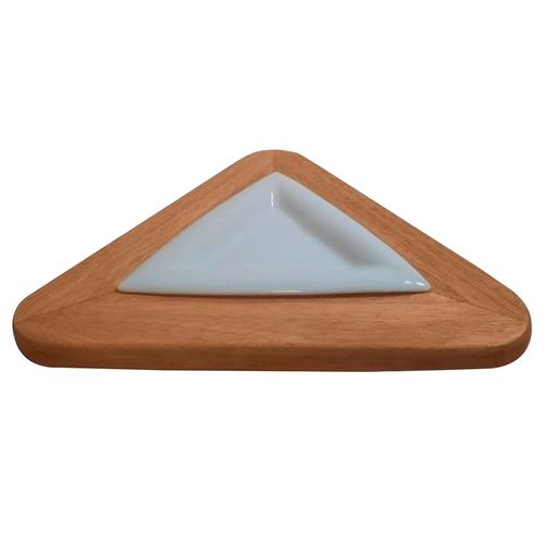 Plato triangular 40 cm con base madera