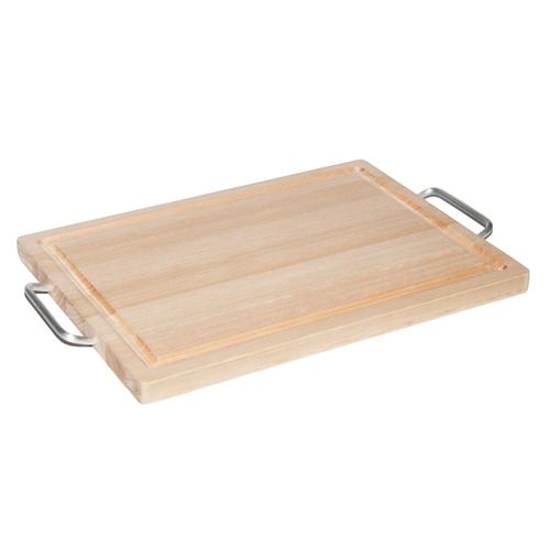 Tabla de madera eucaliptus con asa de metal 40,5x25 cm