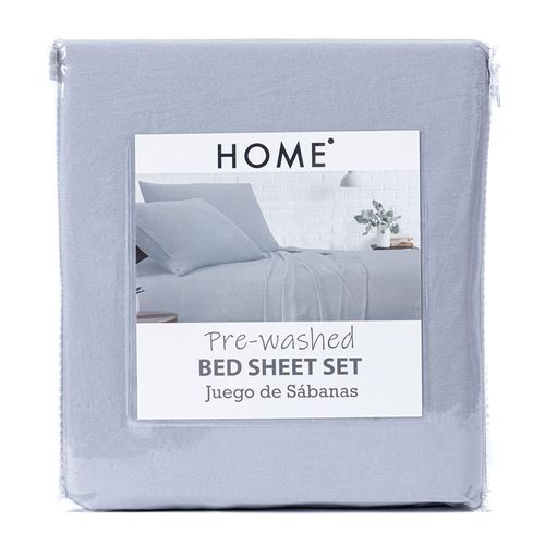 Juego sábanas Twin microfibra gris