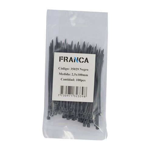 Precinto franca 2.5x100 mm 100 un. negro