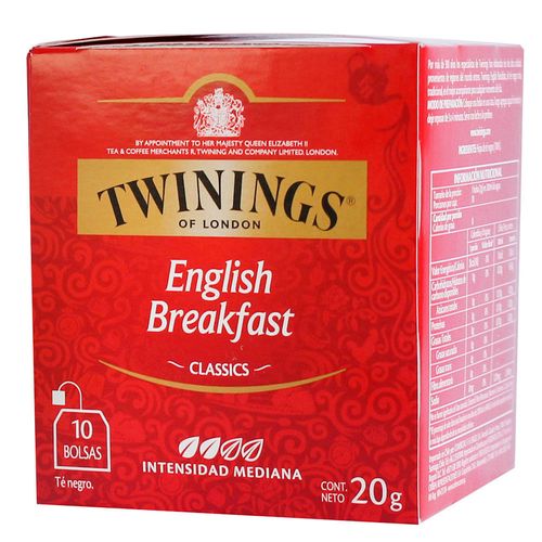 Té TWININGS English Breakfast 10 un. 20 g