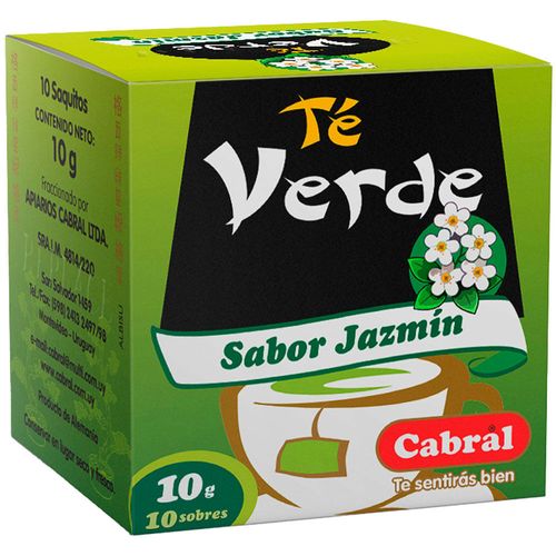 Té CABRAL verde jazmín 10 un.