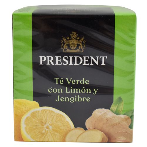 Té PRESIDENT verde jengibre limón 10 sobres