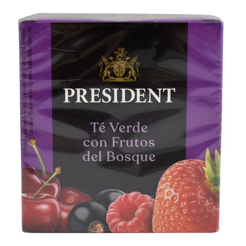 Té PRESIDENT verde frutos del bosque 10 sobres