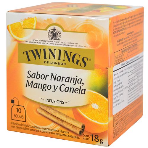 Té TWININGS naranja mango y canela 10 un.