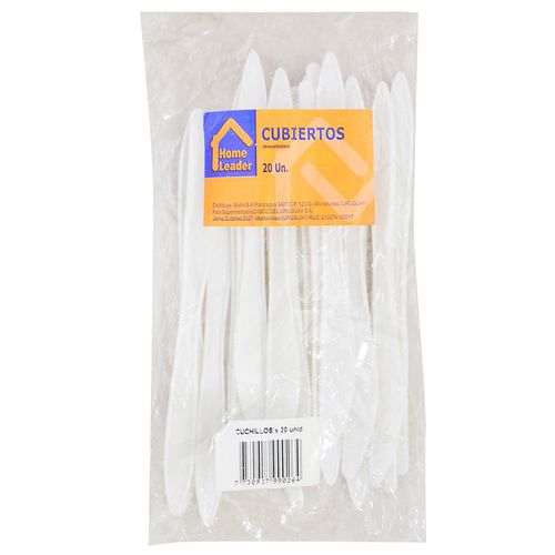 Cuchillos descartables HOME LEADER blancos 20 un.