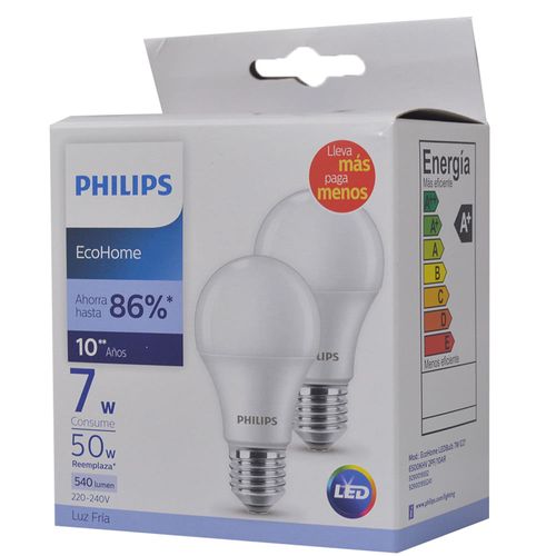 Lampara LED PHILIPS Ecohome fría x2 7w3