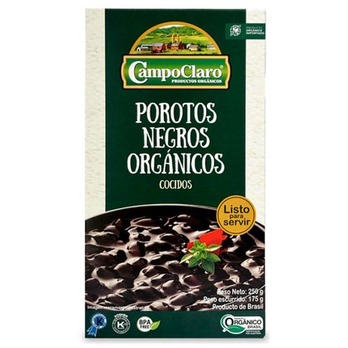 Porotos negros orgánicos cocidos CAMPOCLARO 250 g