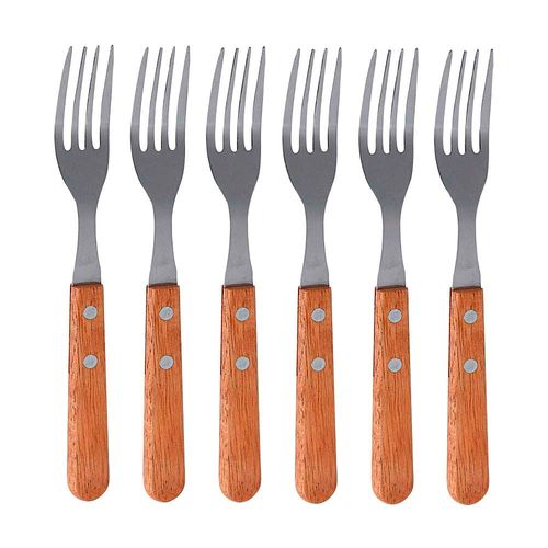 Set x 6 tenedores en acero inoxidable mango en madera