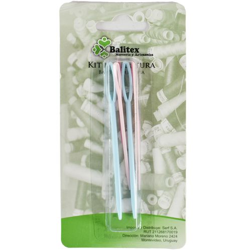 Aguja de coser lana de plástico set x 3 unidades