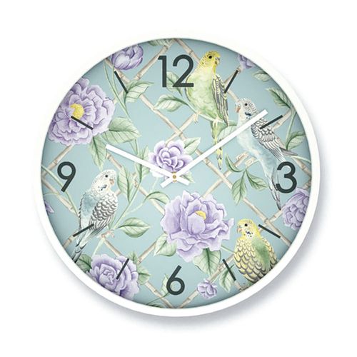 Reloj de pared D:40 cm rosas y aves