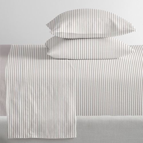 Juego de sabanas HOME King Microfibra a rayas beige