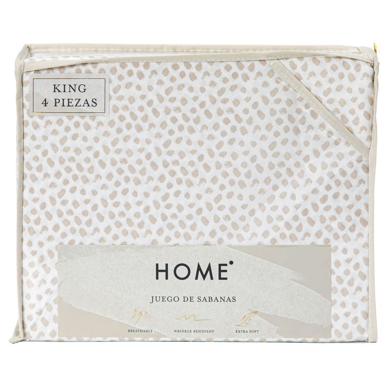 Juego-de-Sabanas-HOME-King-Size-estampado-de-lunares-beige-1