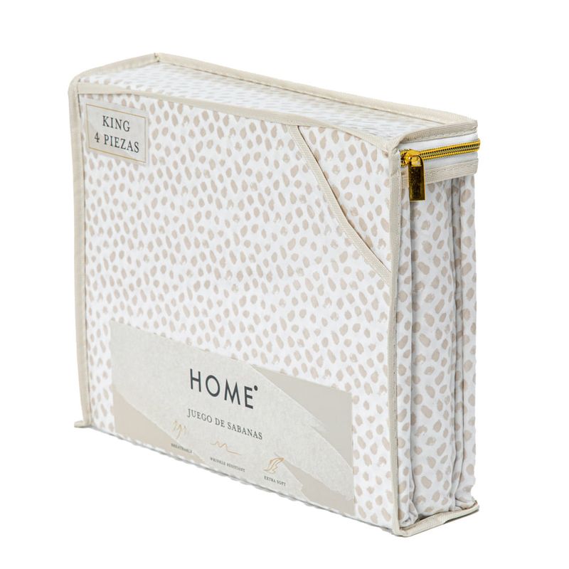 Juego-de-Sabanas-HOME-King-Size-estampado-de-lunares-beige-2
