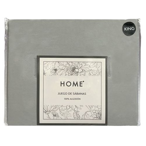 Juego de Sábanas HOME King 180 hilos gris 100% algodón