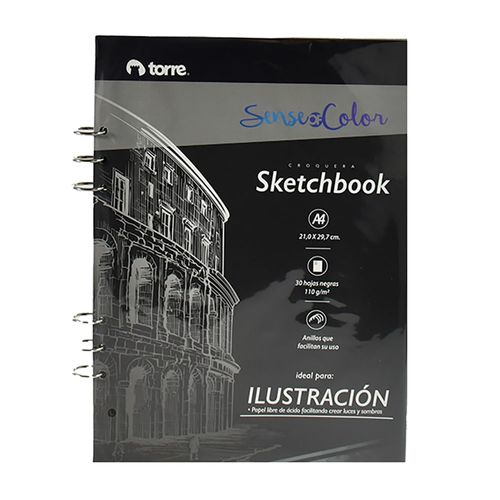 Block dibujo TORRE A4 6 anillos 30H Negras