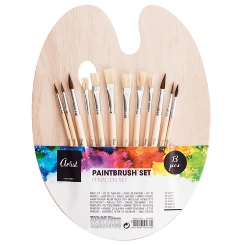 Set de 12 pinceles con paleta de madera