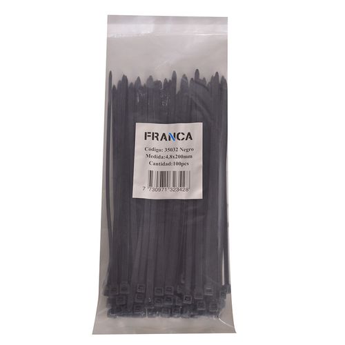 Precinto franca 4.8 x 200 mm 100 un. negro