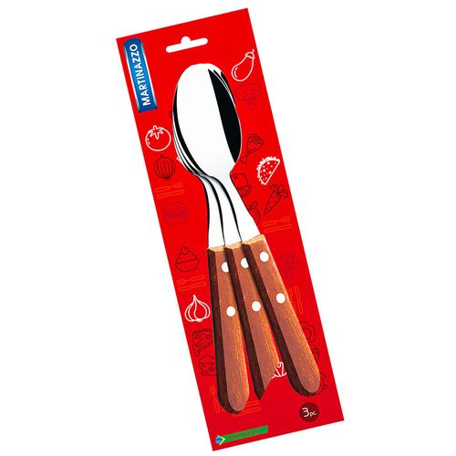 Set x 3 cucharas acero inoxidable mango madera