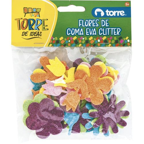 Flores gliter en goma eva varios colores