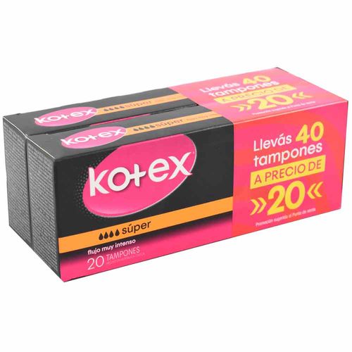 Pack 2x1 tampones KOTEX Super 40 un.