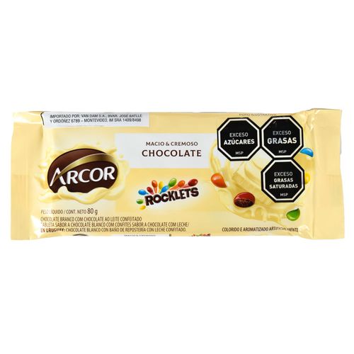Chocolate ARCOR Blanco con Rocklets 80 g