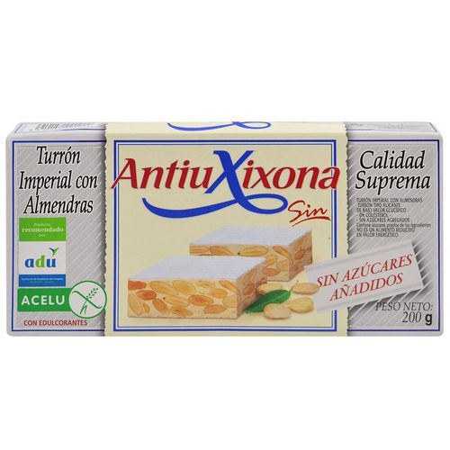 Turrón imperial almendra sin azúcar Antiu Xixona 200 g