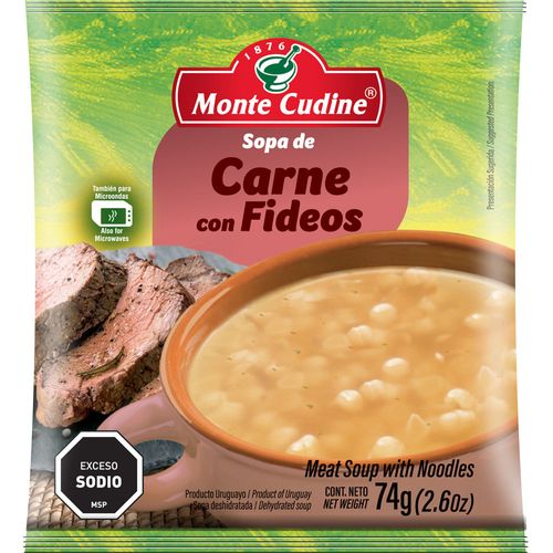 Sopa MONTE CUDINE casera carne con fideos