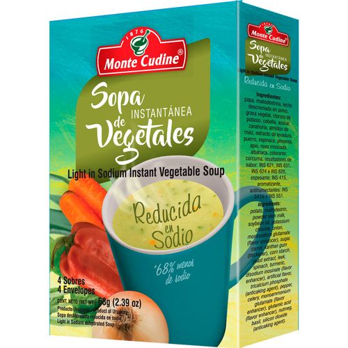 Sopa instantánea vegetales MONTE CUDINE reducida en sodio