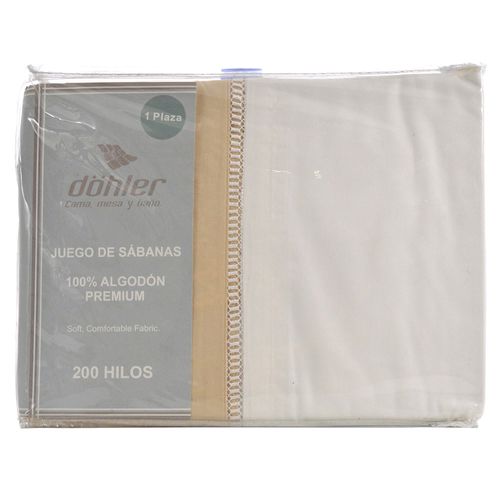 Juego de sábanas 1 plaza DÖHLER 200 hilos Blanco