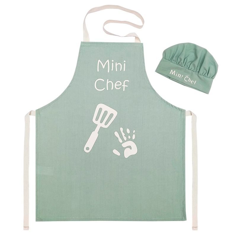 Set-x-2-Delantal---Gorro-Mini-Chef-Verde-Tusor-0