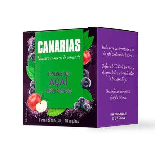 Té verde CANARIAS acai con manzana 10 sobres