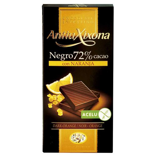 Chocolate ANTIU XIXONA negro 72% con naranja 100 g