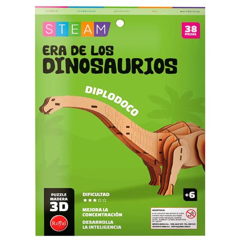 Puzzle Madera 3D Dino 38 Piezas ROYAL