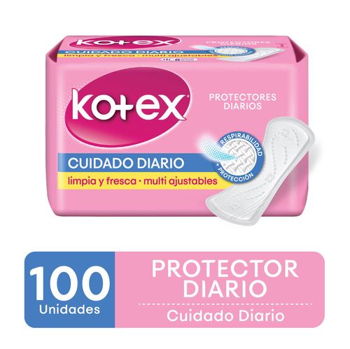 Protector diario KOTEX multiforma sin perfume 100 un.