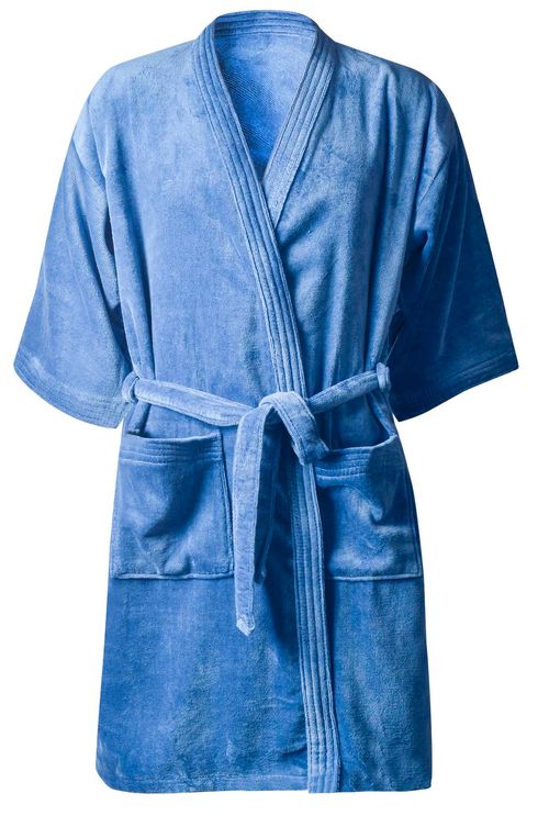 Bata de baño DOHLER en velour azul piedra talle M