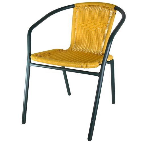 Silla con posabrazos en acero y rattán 47/52x52x90 cm