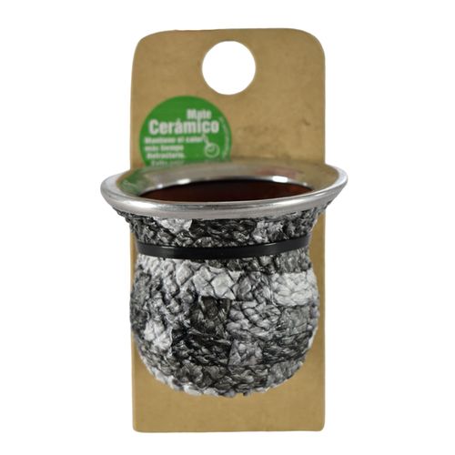 Mate grande interior cerámica forrado con tapa cuero