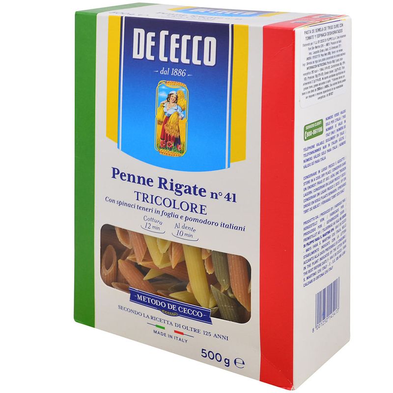 Fideos-DE-CECCO-Penne-Rigate-Tricolore-500-g-0