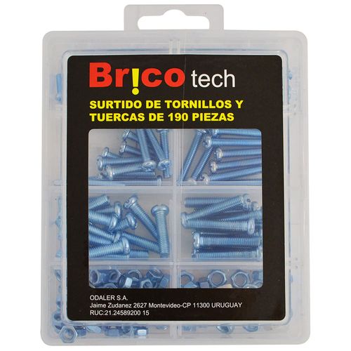 Set Bricotech con tornillos y tuercas 195 piezas