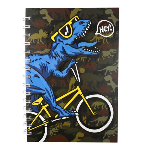 Cuaderno tapa dura A5 con espiral 100 hojas dino