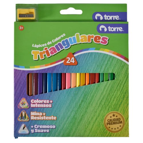 Lapices de colores TORRES triangulares 24 unidades