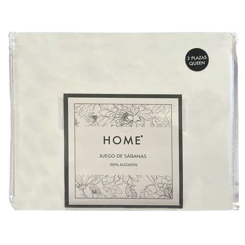 Juego de Sábanas HOME Queen 180 hilos blanco 100% algodón