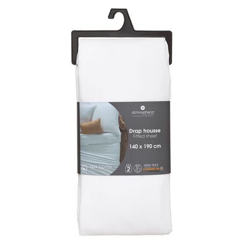 Sabana ajustable 2 plazas 140x190 cm color blanco