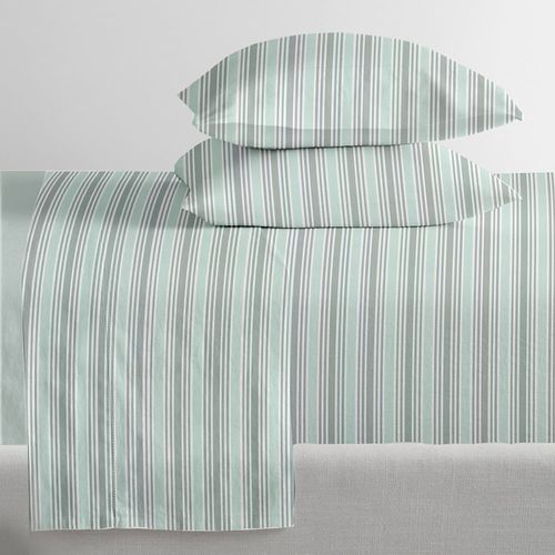Juego de sabanas HOME King Microfibra a rayas verde
