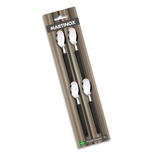 Set x 4 cucharas de café acero inoxidable mango negro