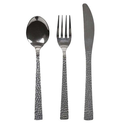 Set x24 cubiertos en acero martillado
