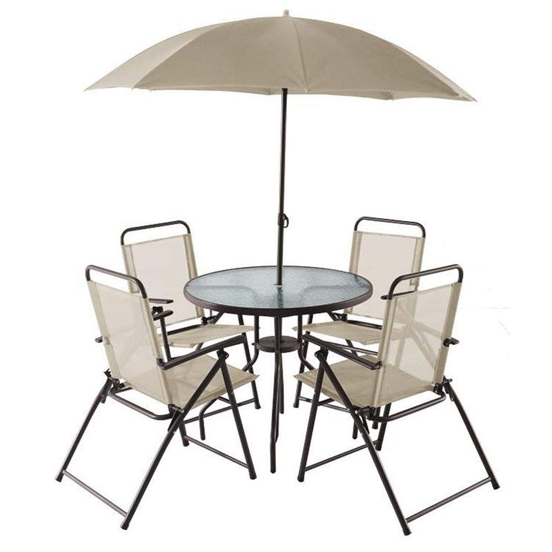 Set-de-jardin-mesa-4-sillas-acero---sombrilla-0